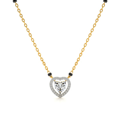 Dual Heart Shaped 9KT Gold Lab Grown Diamond Mangalsutra