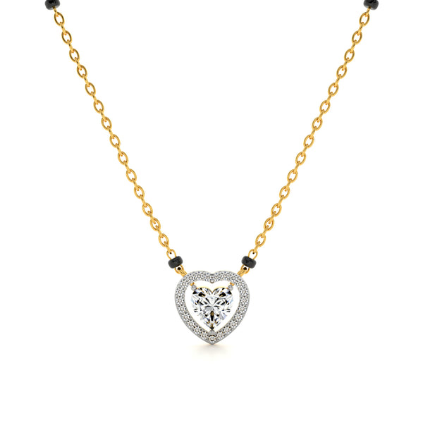 Dual Heart Shaped 9KT Gold Lab Grown Diamond Mangalsutra