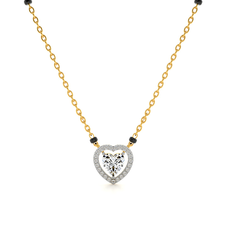 Dual Heart Shaped 9KT Gold Lab Grown Diamond Mangalsutra - 1