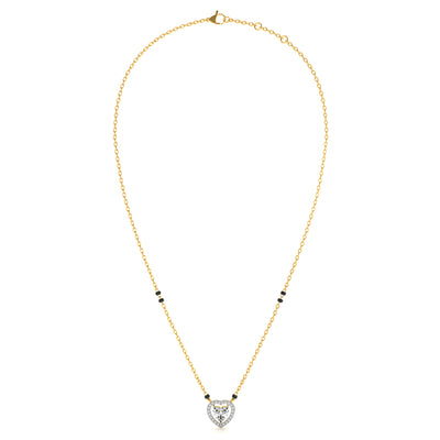 Dual Heart Shaped 9KT Gold Lab Grown Diamond Mangalsutra