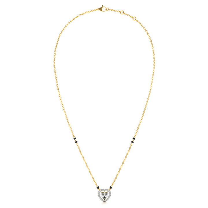 Dual Heart Shaped 9KT Gold Lab Grown Diamond Mangalsutra - 2