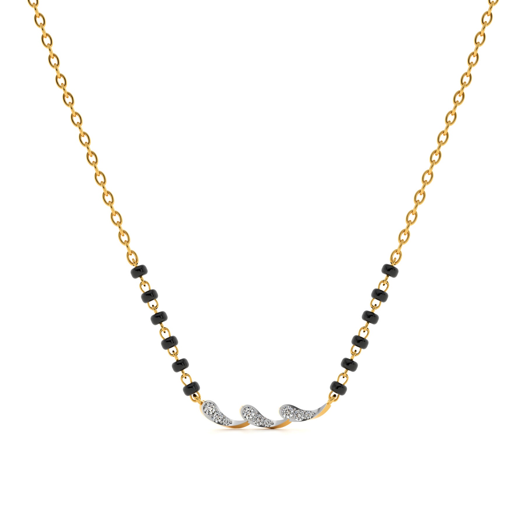 Delicate Curved 9KT Gold Laboratory Grown Diamond Mangalsutra