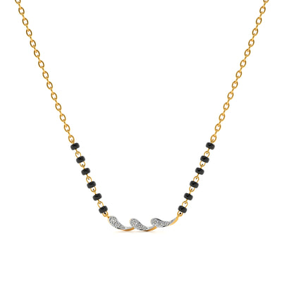 Delicate Curved 9KT Gold Lab Grown Diamond Mangalsutra