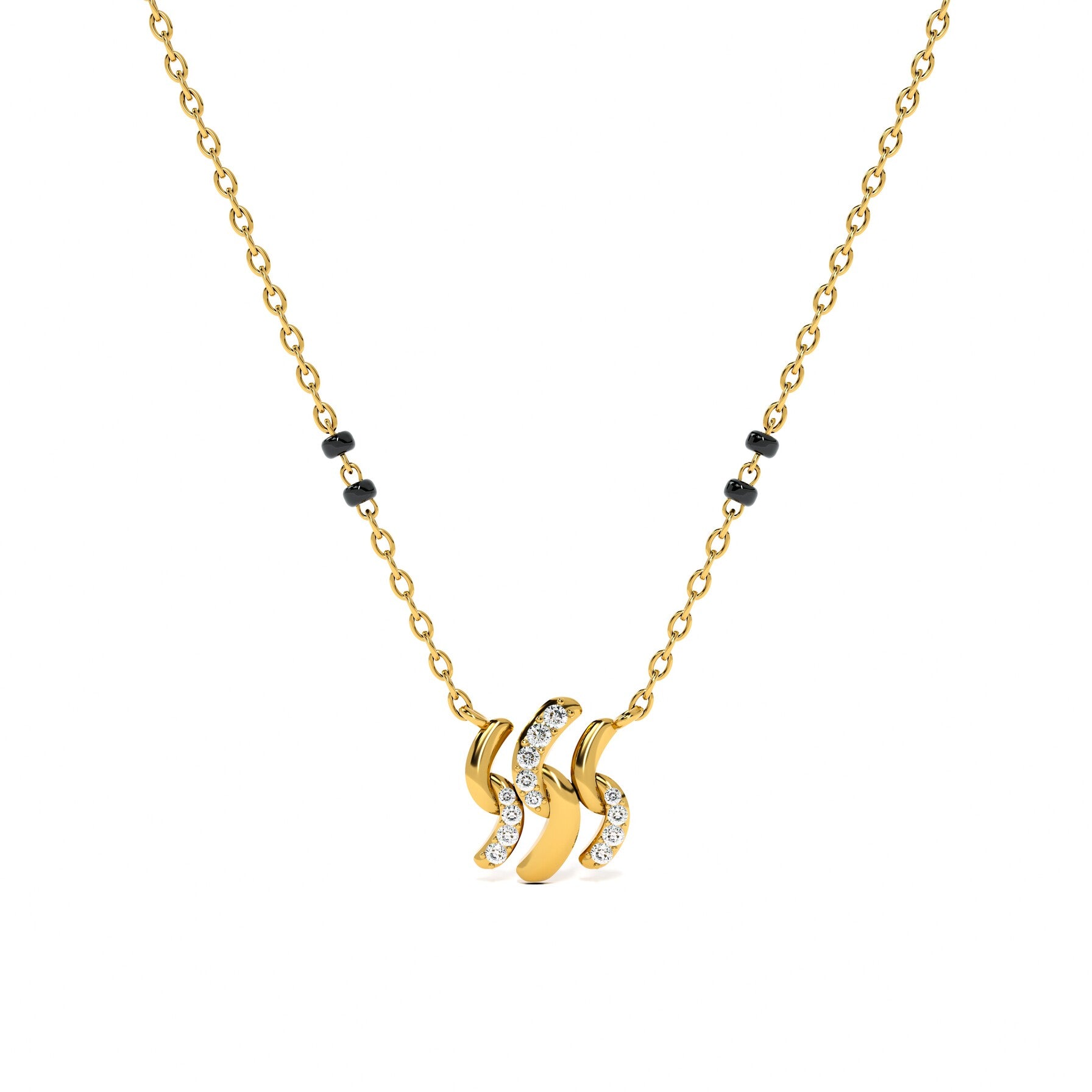 Twist Wave 9KT Gold Laboratory Grown Diamond Mangalsutra