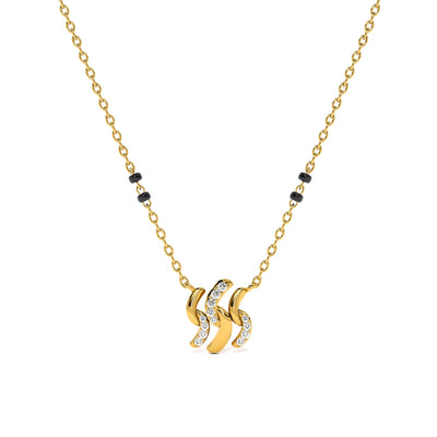 Twist Wave 9KT Gold Lab Grown Diamond Mangalsutra
