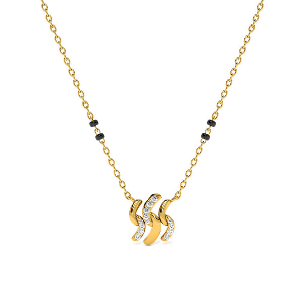 Twist Wave 9KT Gold Lab Grown Diamond Mangalsutra