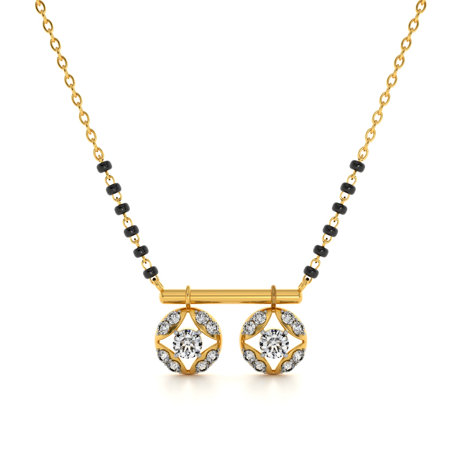 Classic Floral Halo 9KT Gold Laboratory Grown Diamond Mangalsutra