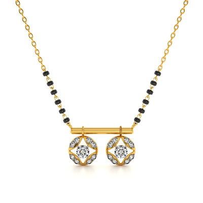 Classic Floral Halo 9KT Gold Lab Grown Diamond Mangalsutra