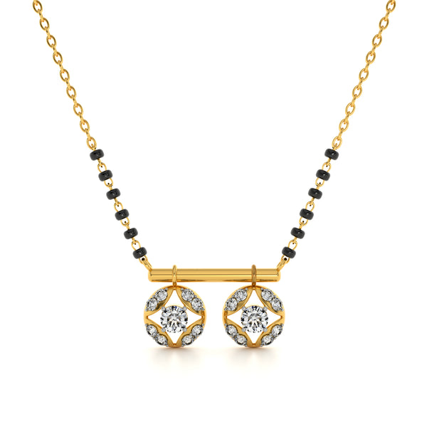 Classic Floral Halo 9KT Gold Lab Grown Diamond Mangalsutra