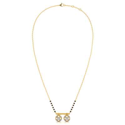 Classic Floral Halo 9KT Gold Lab Grown Diamond Mangalsutra