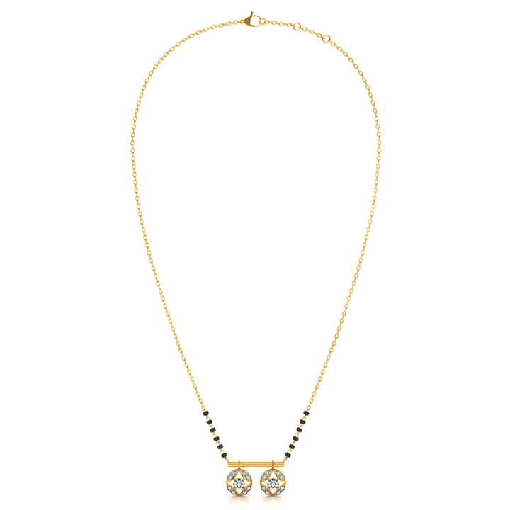 Classic Floral Halo 9KT Gold Lab Grown Diamond Mangalsutra