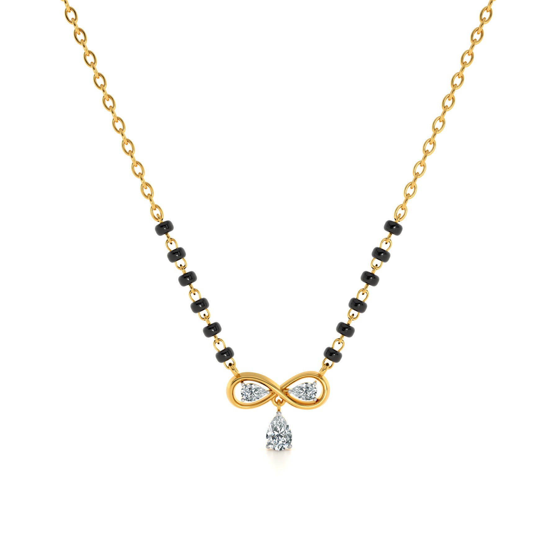 Infinity Bow Drop 9KT Gold Laboratory Grown Diamond Mangalsutra