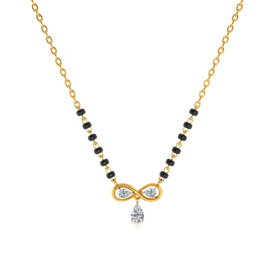 Infinity Bow Drop 9KT Gold Lab Grown Diamond Mangalsutra
