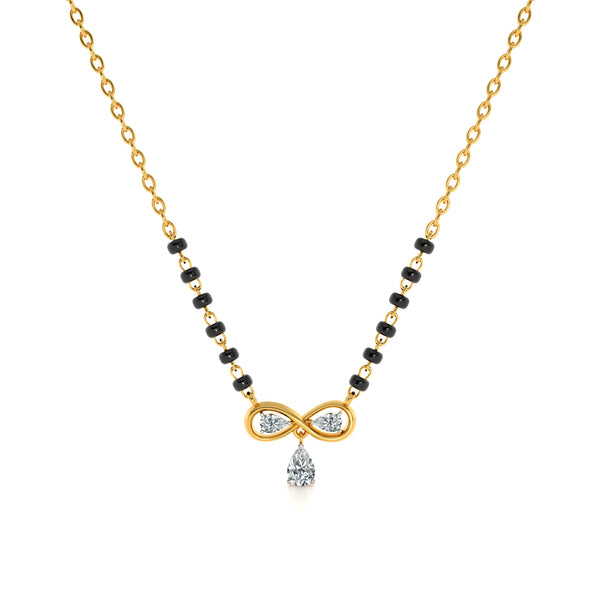 Infinity Bow Drop 9KT Gold Lab Grown Diamond Mangalsutra