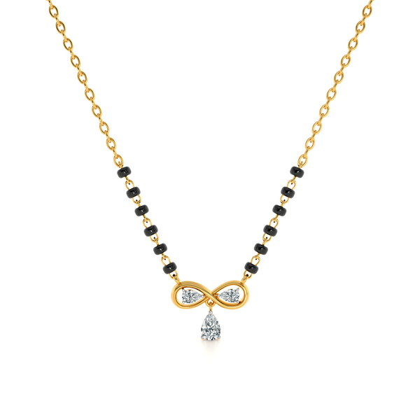 Infinity Bow Drop 9KT Gold Lab Grown Diamond Mangalsutra