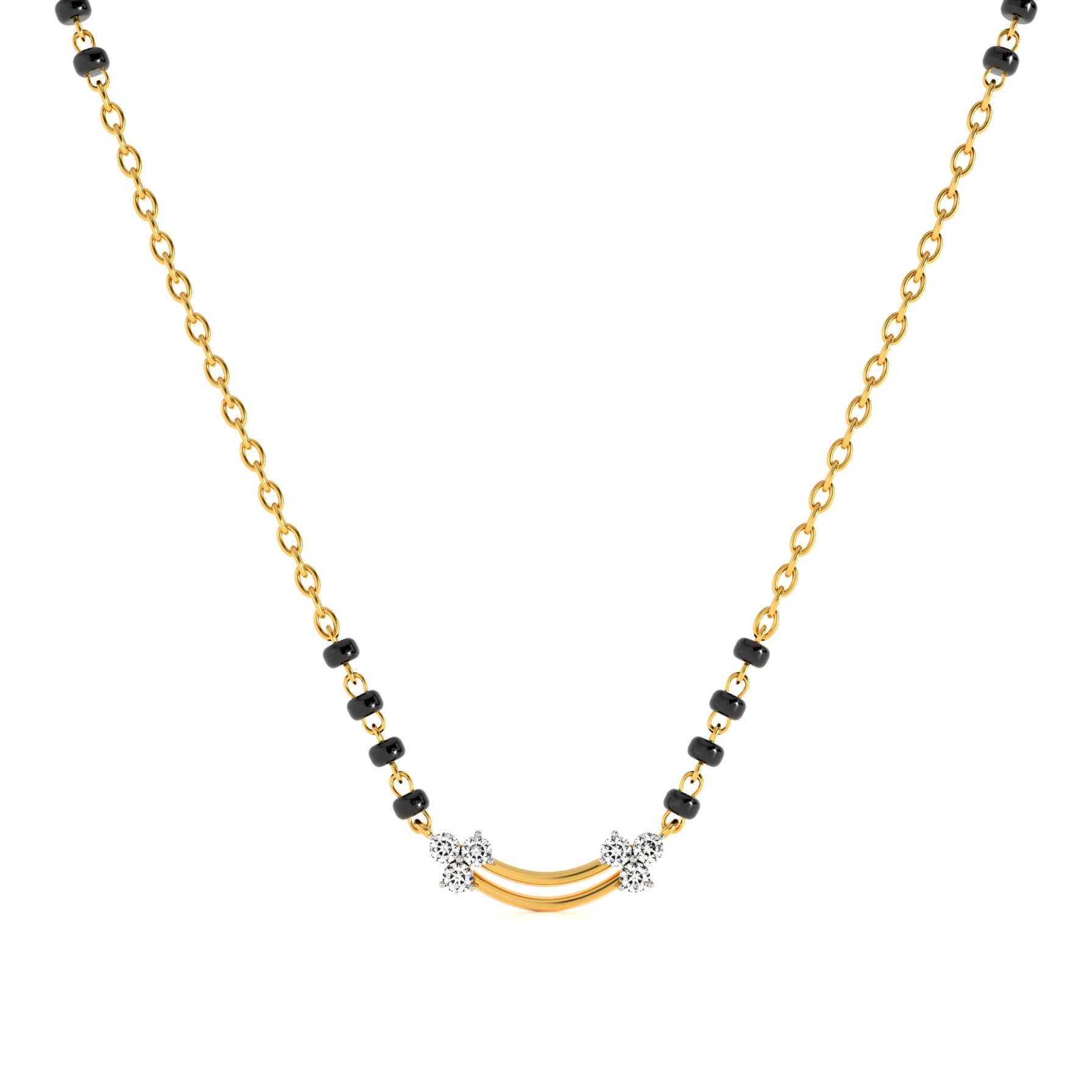Twin Blossom 9KT Gold Laboratory Grown Diamond Mangalsutra