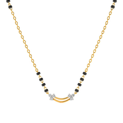 Twin Blossom 9KT Gold Lab Grown Diamond Mangalsutra