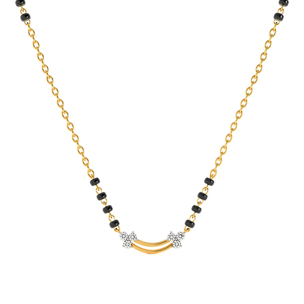 Twin Blossom 9KT Gold Lab Grown Diamond Mangalsutra