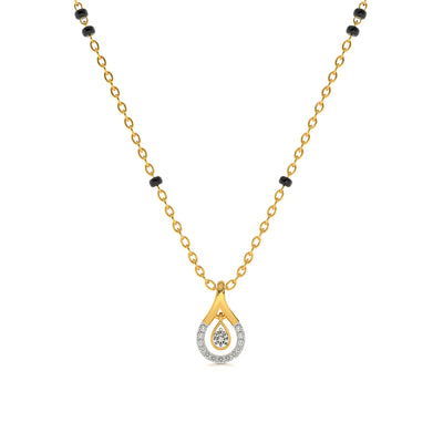 Halo Teardrop Glow 9KT Gold Lab Grown Diamond Mangalsutra