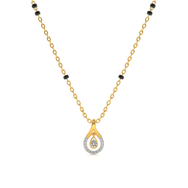Halo Teardrop Glow 9KT Gold Lab Grown Diamond Mangalsutra