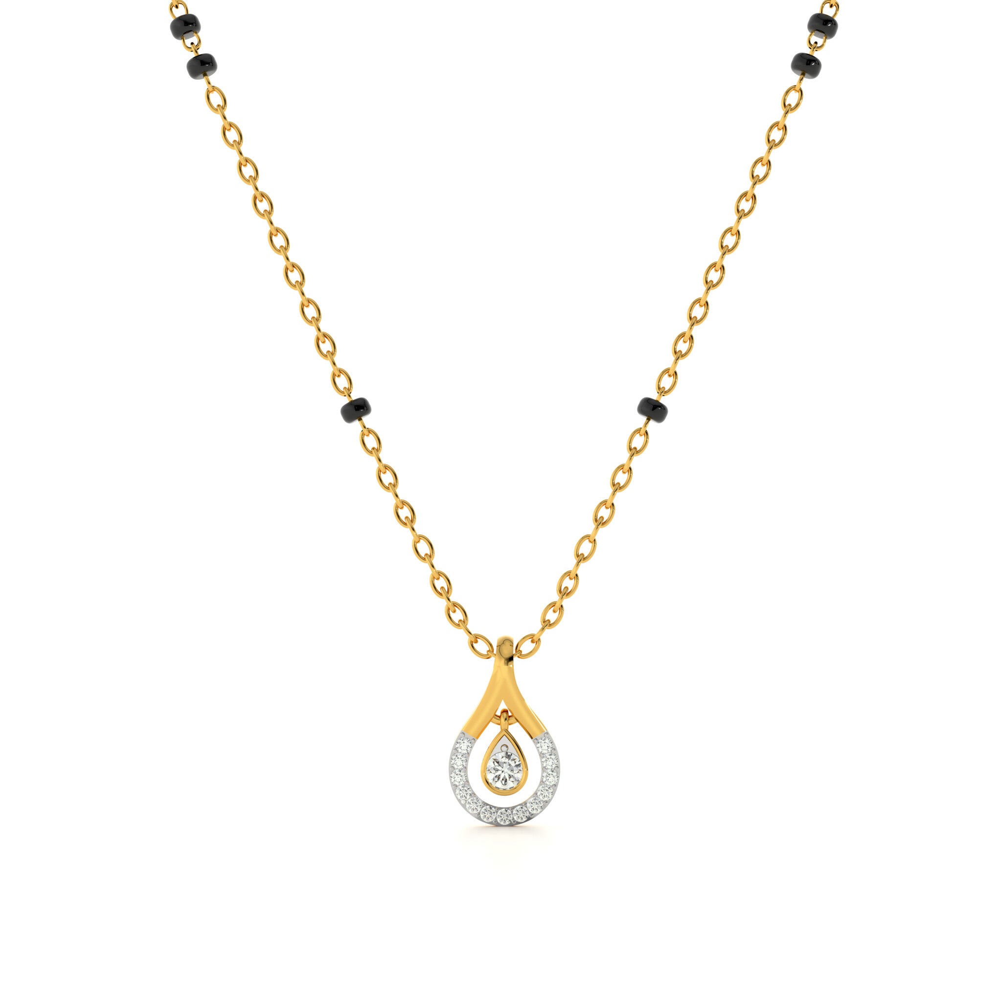 Halo Teardrop Glow 9KT Gold Laboratory Grown Diamond Mangalsutra