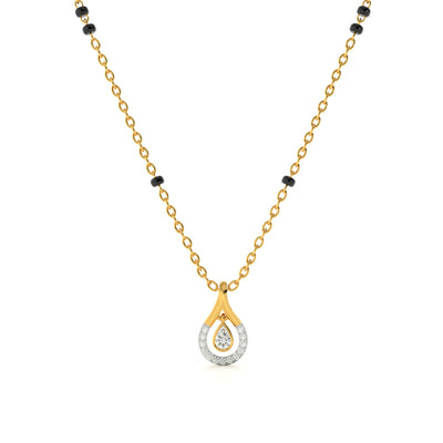 Halo Teardrop Glow 9KT Gold Lab Grown Diamond Mangalsutra