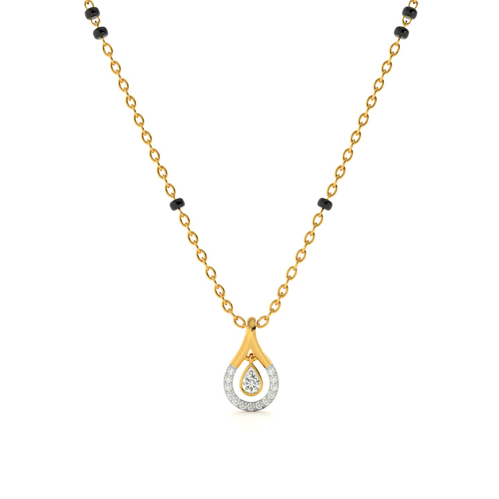 Halo Teardrop Glow 9KT Gold Lab Grown Diamond Mangalsutra - 1