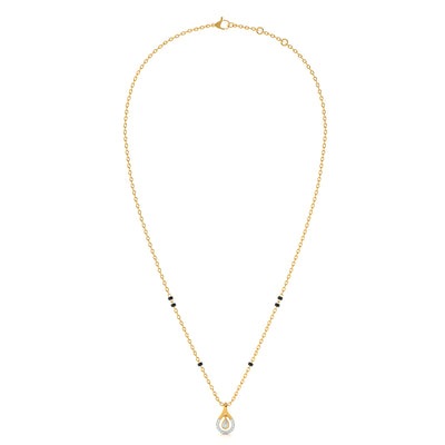 Halo Teardrop Glow 9KT Gold Lab Grown Diamond Mangalsutra