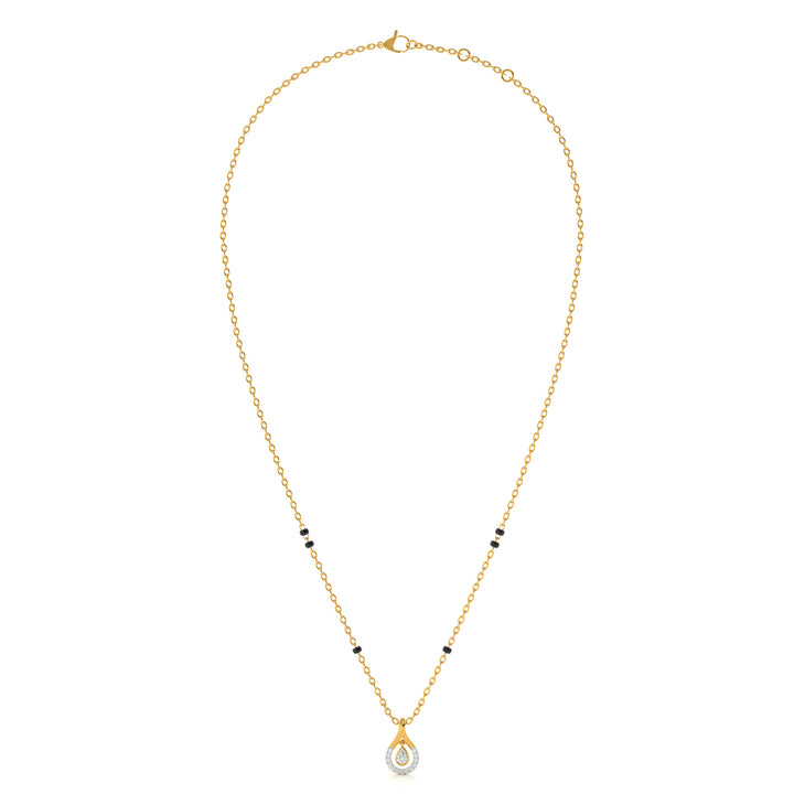 Halo Teardrop Glow 9KT Gold Lab Grown Diamond Mangalsutra - 2