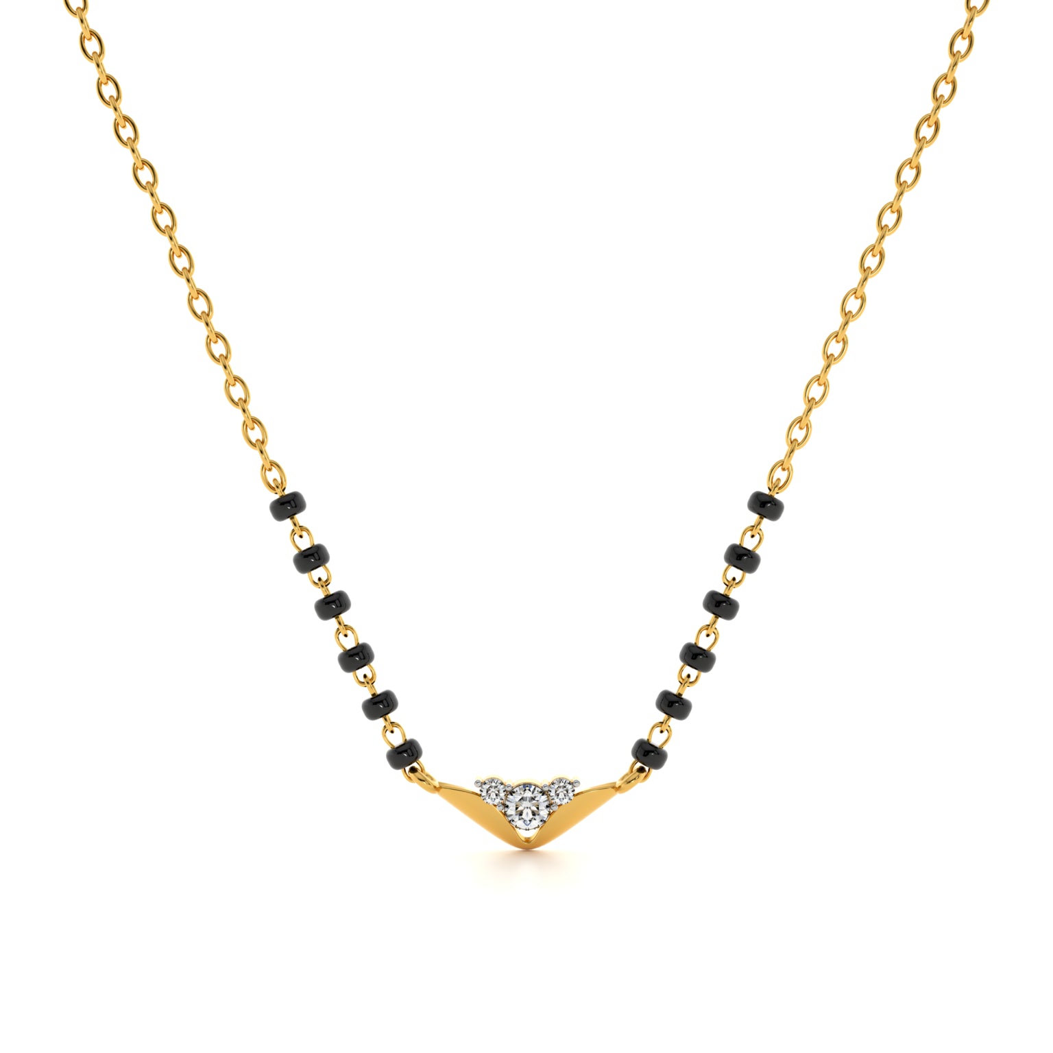 Regal Chevron 9KT Gold Laboratory Grown Diamond Mangalsutra
