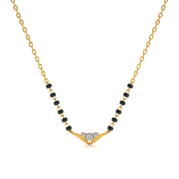 Regal Chevron 9KT Gold Lab Grown Diamond Mangalsutra
