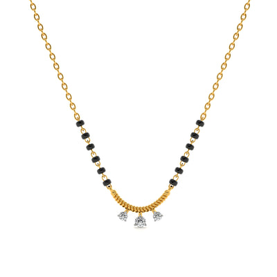 Crescent Bond 9KT Gold Lab Grown Diamond Mangalsutra