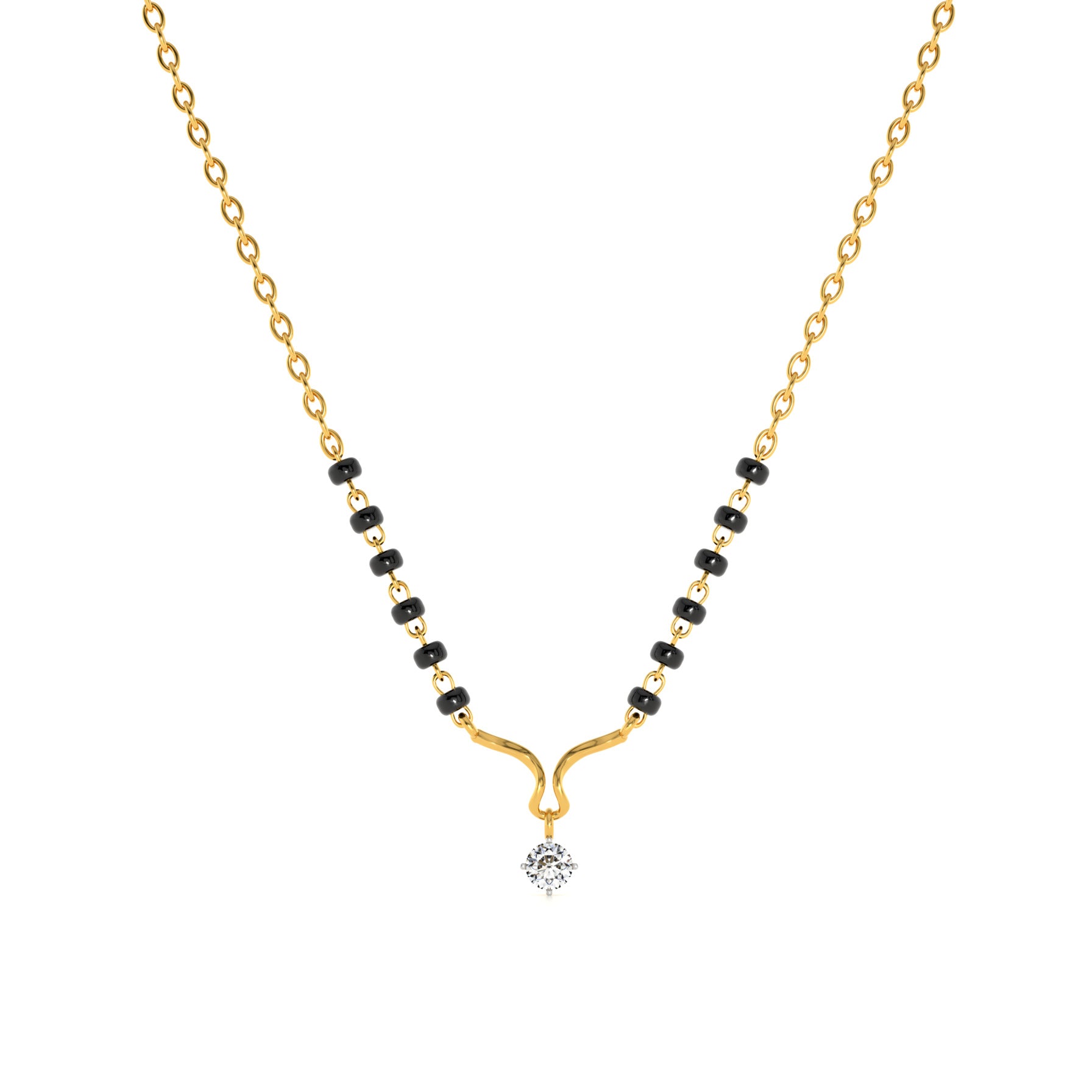 Bondflow Curve 9KT Gold Laboratory Grown Diamond Mangalsutra