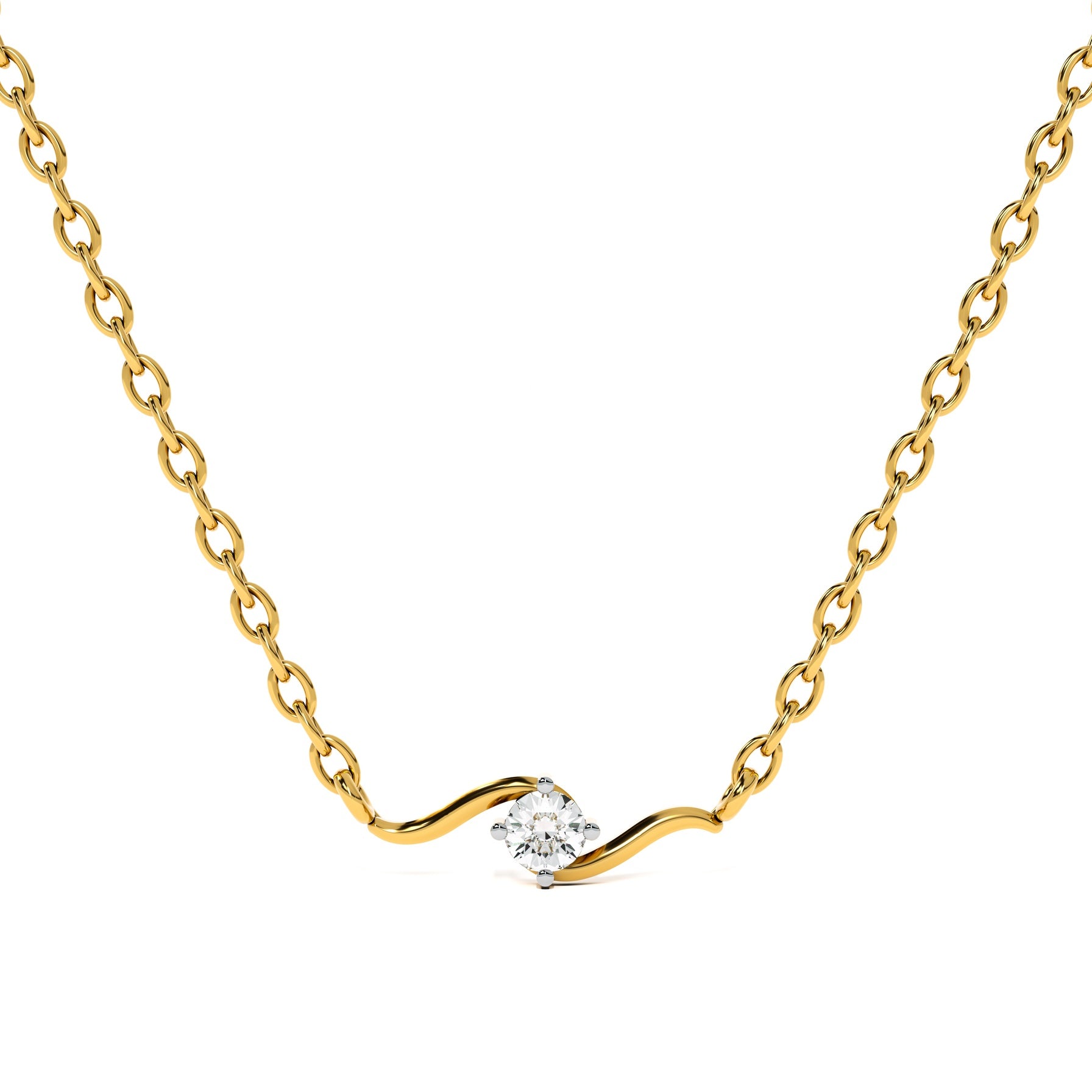 Classic Wave Glow 9KT Gold Laboratory Grown Diamond Mangalsutra