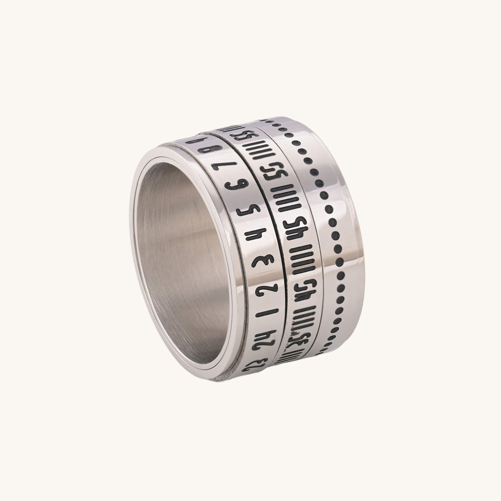 Silver Arabic Numerals Punk Men's Ring - view 4