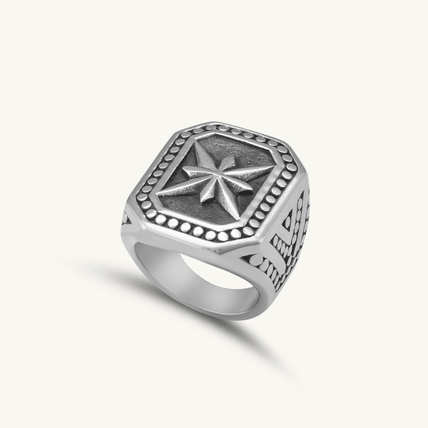 Retro Flower Punk Men's Ring - Image 1