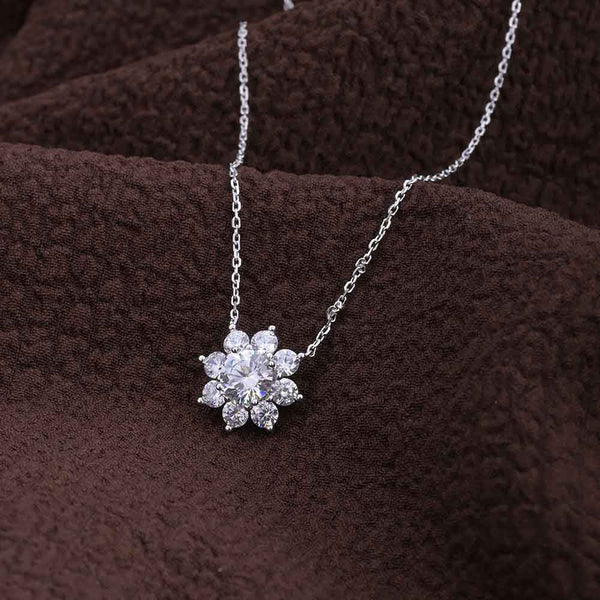 Flower Solitaire Necklace- 925 Silver - Image 1