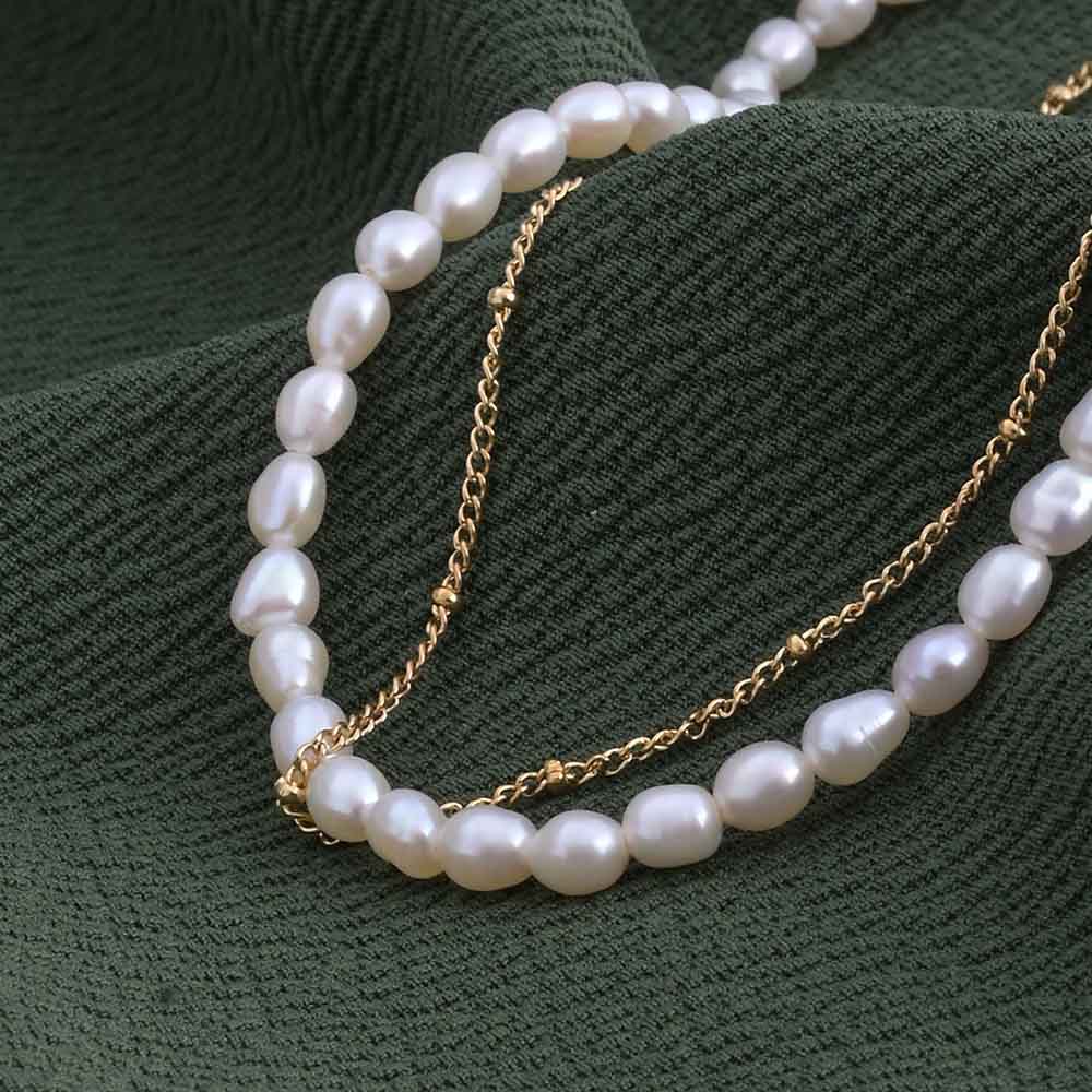 Two Layer Pearl Chain Two Layered Pearl Beaded Necklace – Jaipri