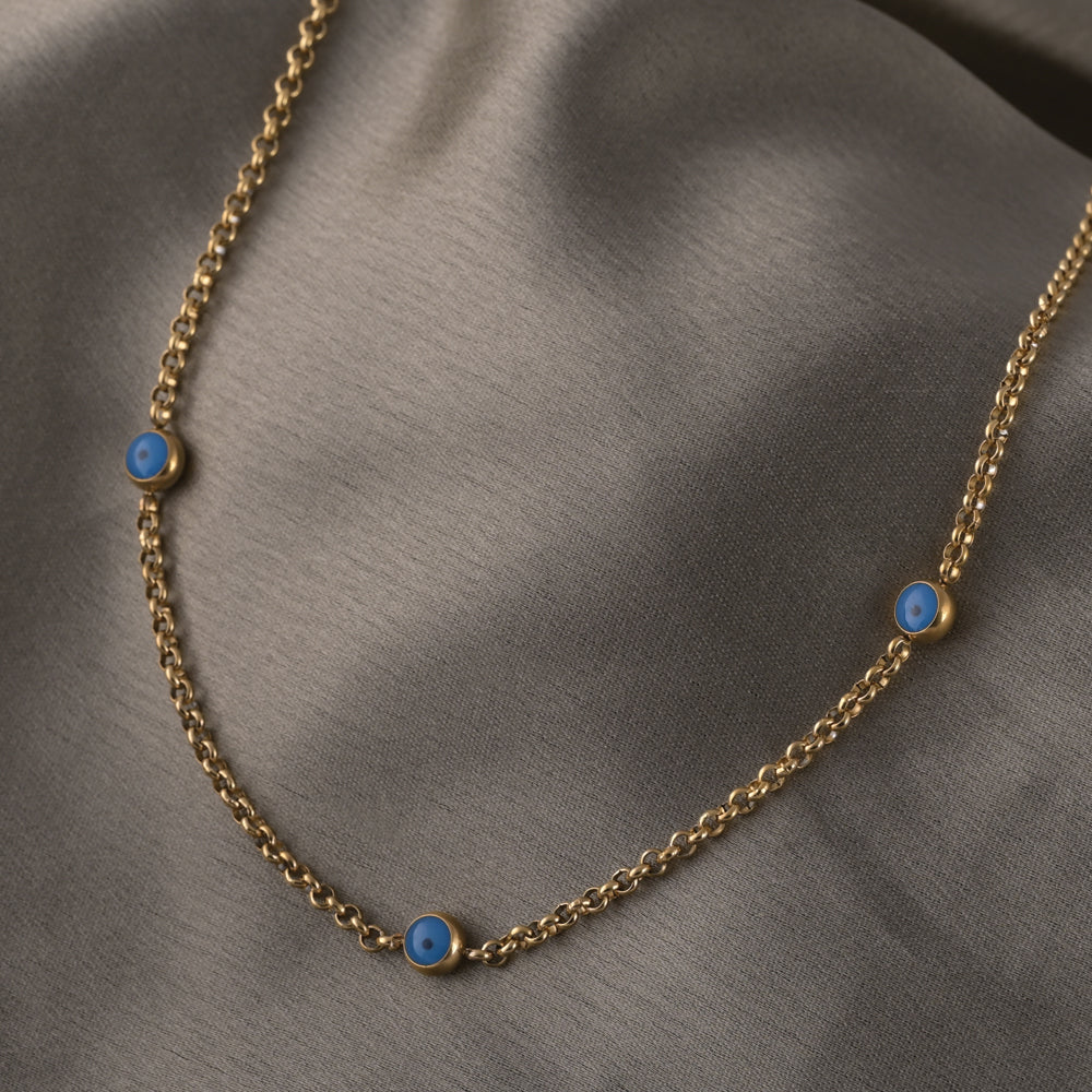 Blue Drop Link Chain Necklace - view 3