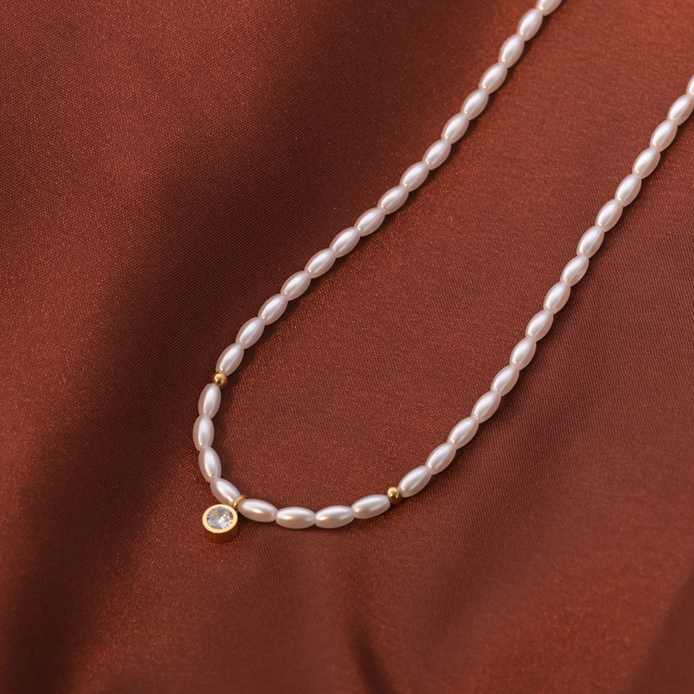 Dazzling Pearl Diamond Necklace - view 6