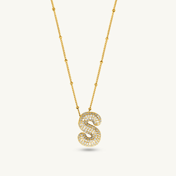 Bold Initial "S" Pendant Necklace