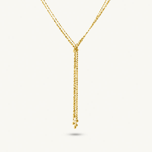 Golden Tassel Lariat Necklace