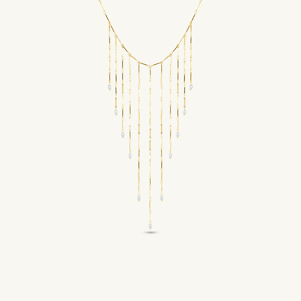Sunbeam Tassel Pearl Drop Necklace