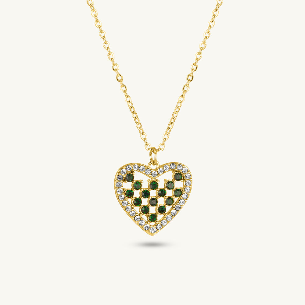 Green Gem Glow Heart Necklace