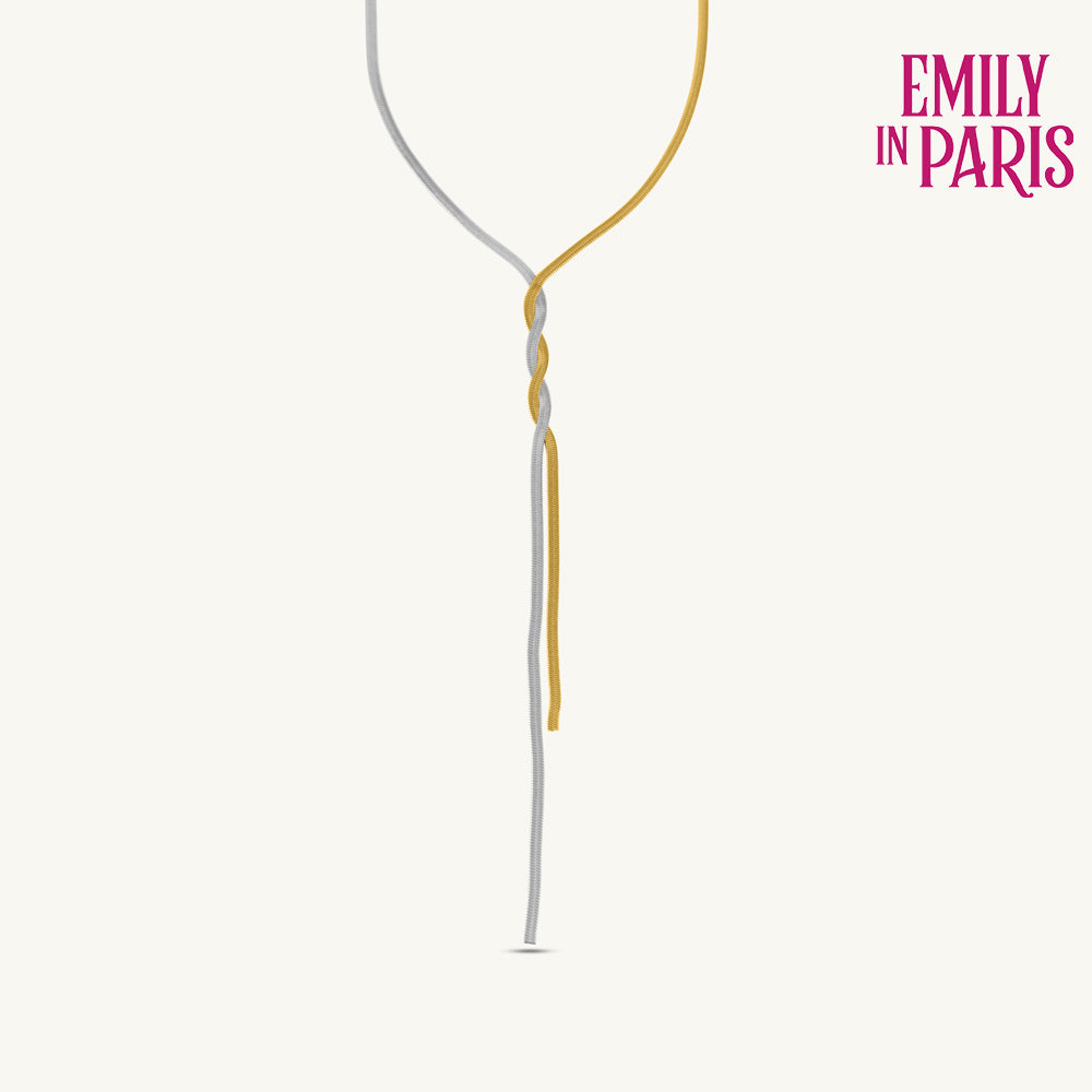 Dual-Tone Spiral Twist Sleek Necklace