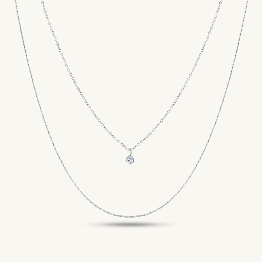 Dainty Solitaire Layer Necklace