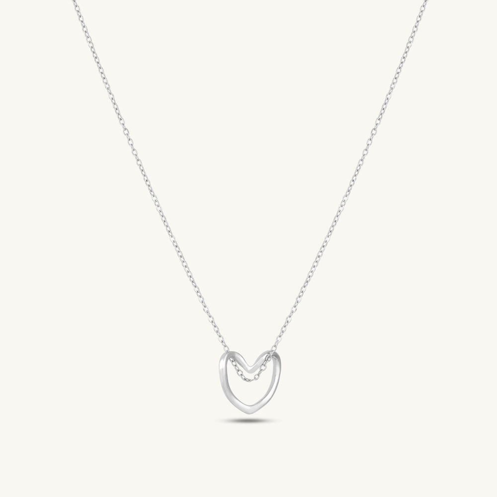 Open Heart Outline Pendant Necklace