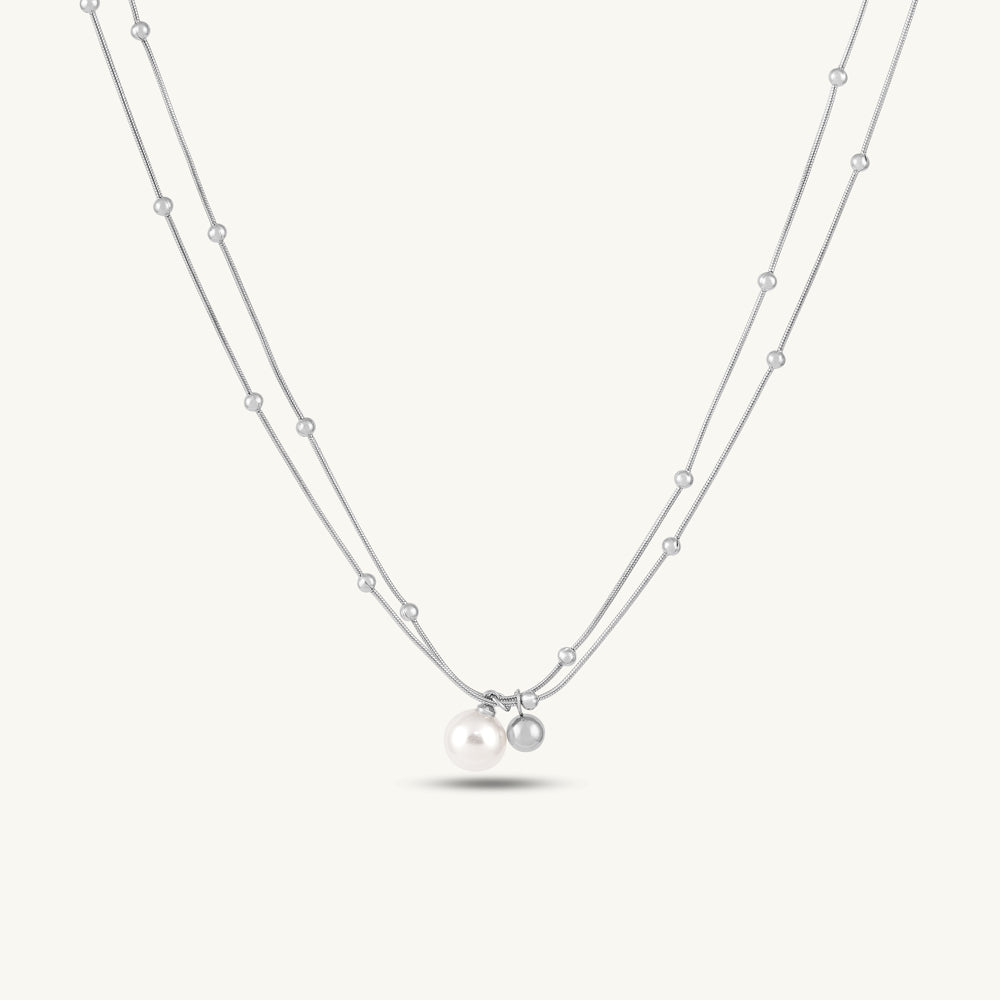 Elegant Pearl Drop Beaded Layer Necklace