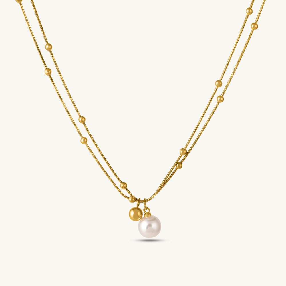 Elegant Pearl Drop Beaded Layer Necklace