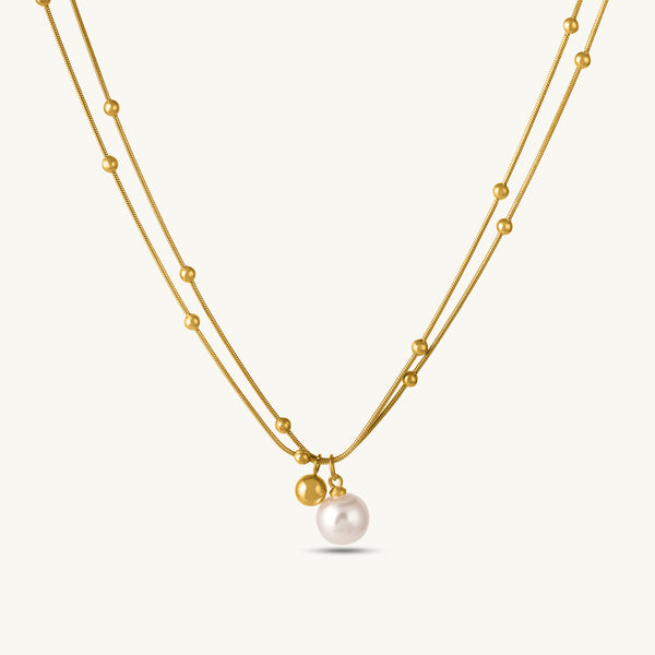 Elegant Pearl Drop Beaded Layer Necklace